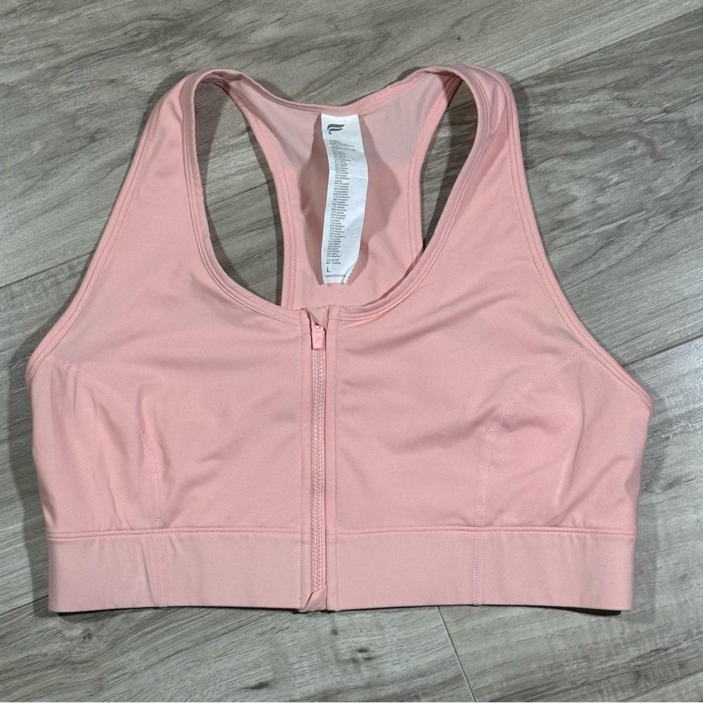 FABLETICS Light Capri Coral On-The-Go Zip Medium Impact Sports Bra L - Picture 3 of 11